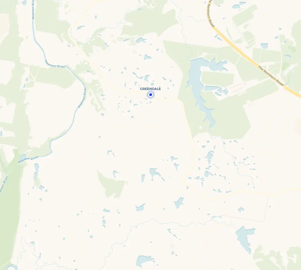 Map of the Greendale service area and the surrounding South-West Sydney, showing Greendale and the nearby streets we cover.