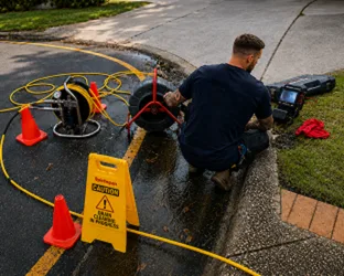 Plumber inspecting a blocked drain in Greendale