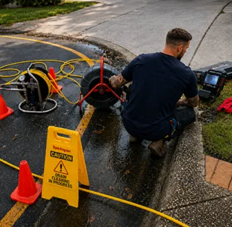 Repairing a burst drain pipe at a Greendale home